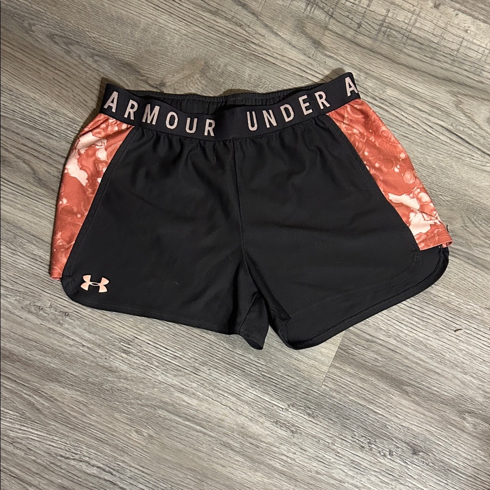 Under Armour Women's Black and Coral Athletic Shorts